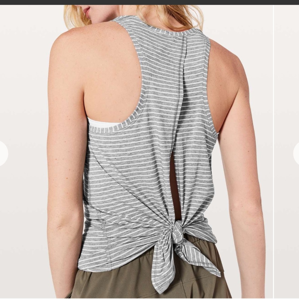 lululemon athletica Striped Gray White Tank Top - Picture 2 of 6